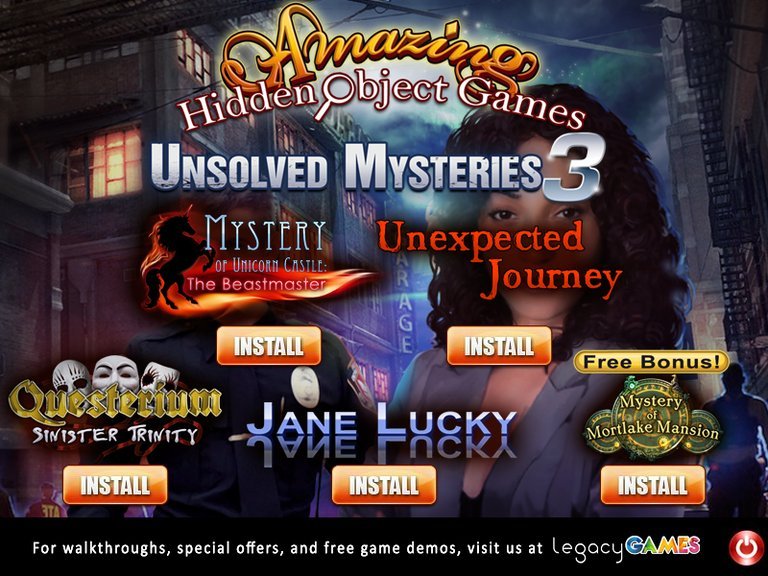 Amazing Hidden Object Games: Unsolved Mysteries 3 Logo